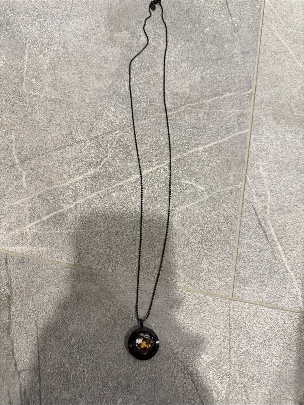 Origami Owl Black Necklace with Amber Accent Pendant